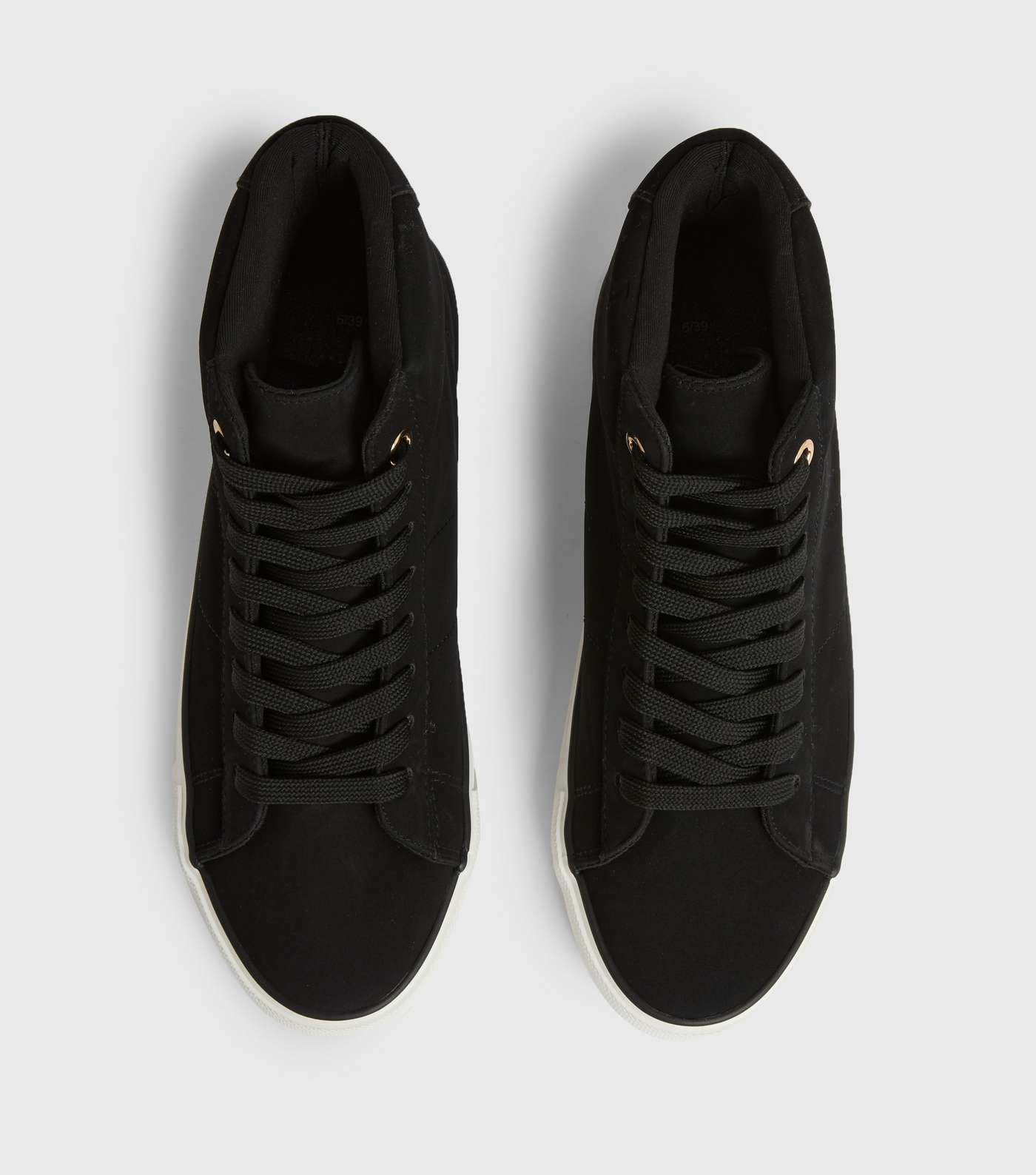 Black Suedette High Top Trainers Image 3