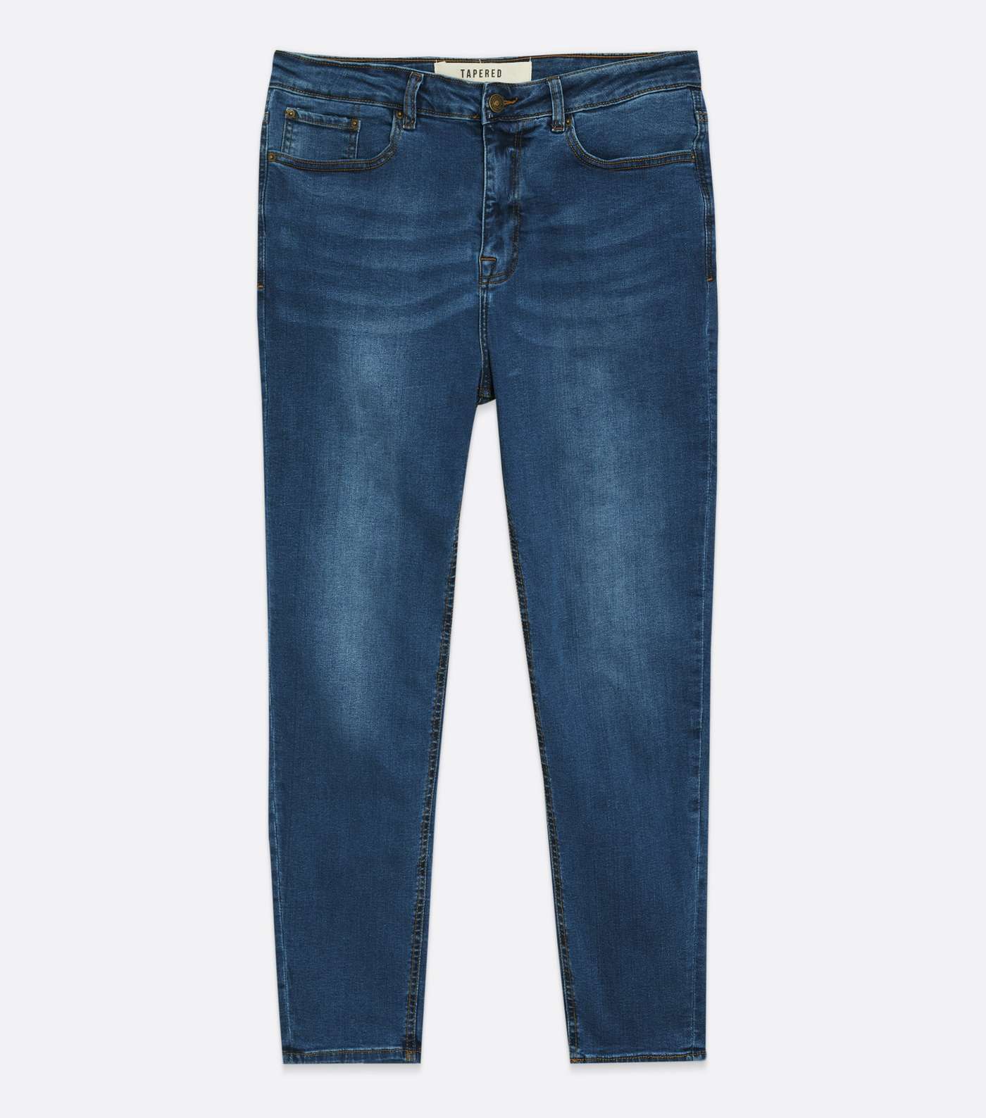 Blue Mid Wash Tapered Leg Jeans Image 5
