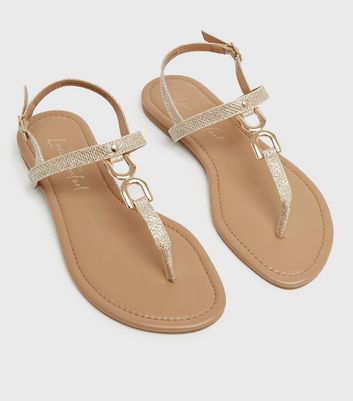 Gold flip flops new look online