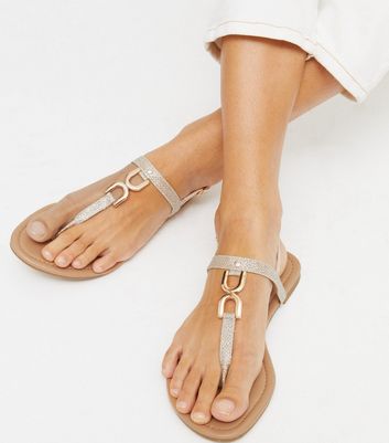 New look store gold flat sandals