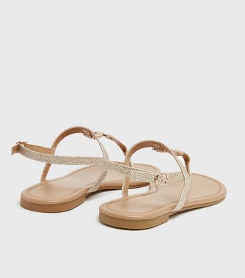 shop for Gold Chain Trim Strappy Flat Sandals New Look Vegan at Shopo