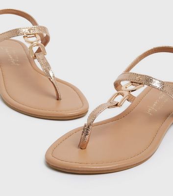 Rose gold 2025 strappy flat sandals