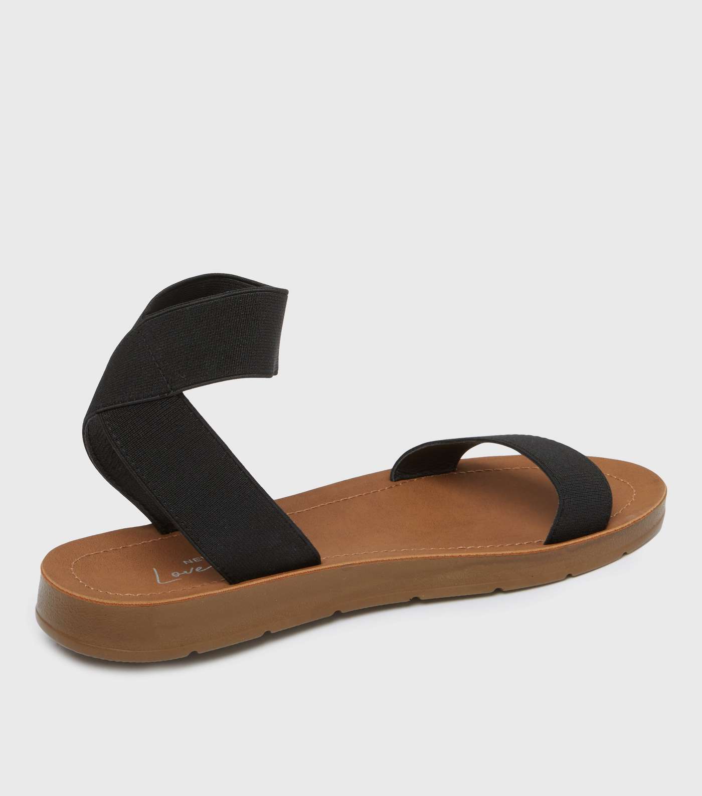 Black Elasticated Strap Footbed Sandals  Image 4