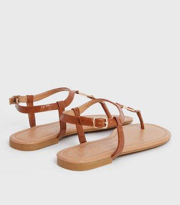 Tan croc top sandals