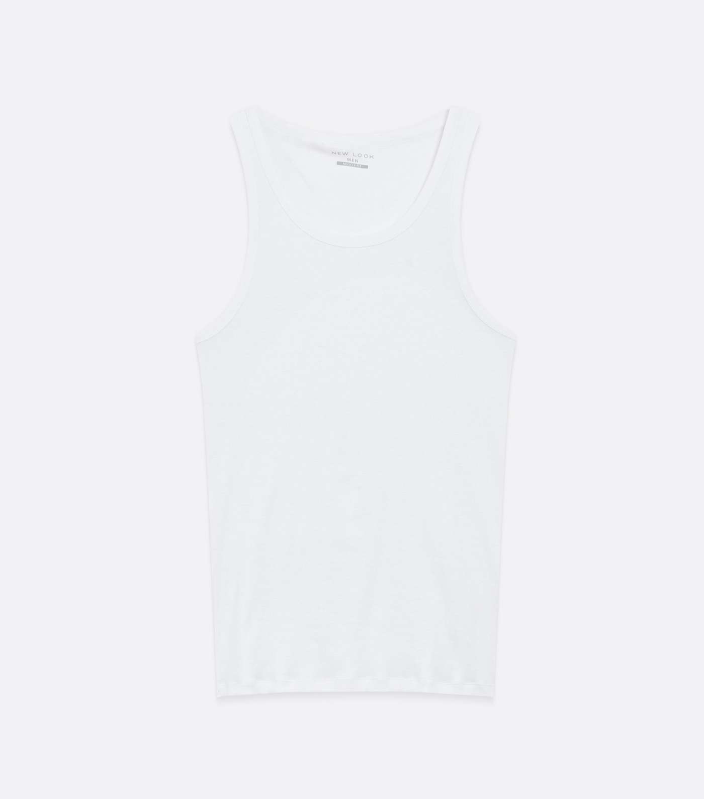 White Ribbed Jersey Muscle Fit Vest Image 5