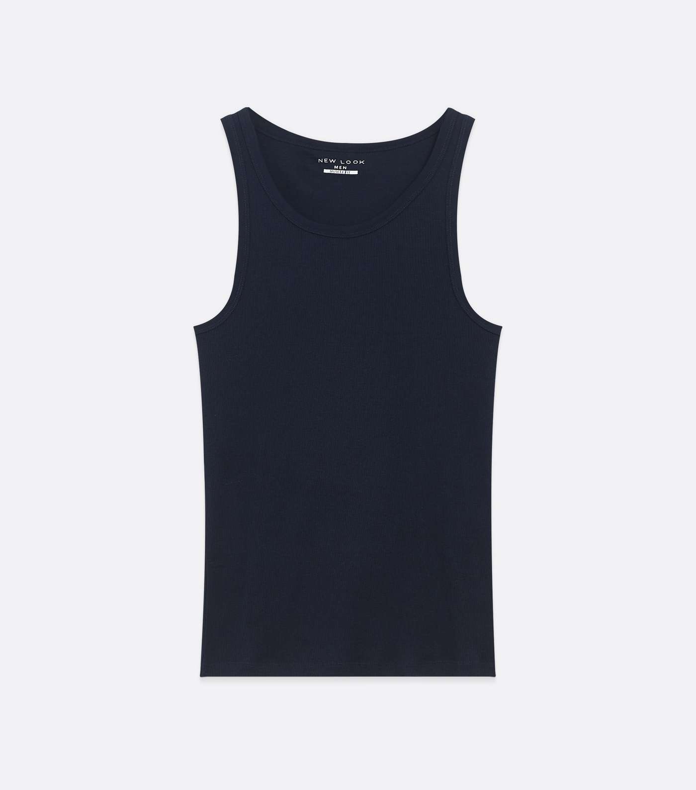 Navy Ribbed Jersey Muscle Fit Vest Image 5