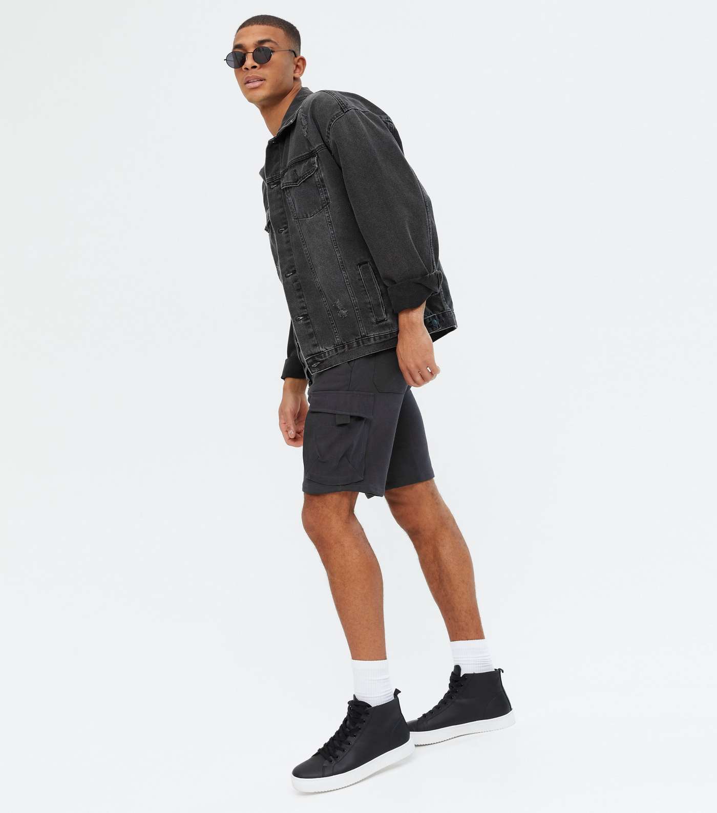 Only & Sons Black Tie Waist Cargo Shorts