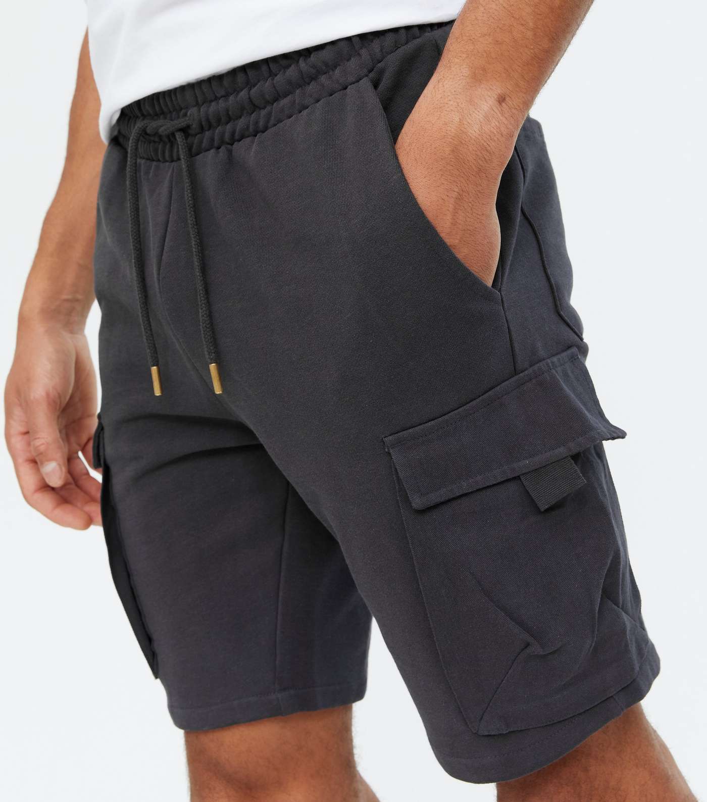 Only & Sons Black Tie Waist Cargo Shorts Image 3