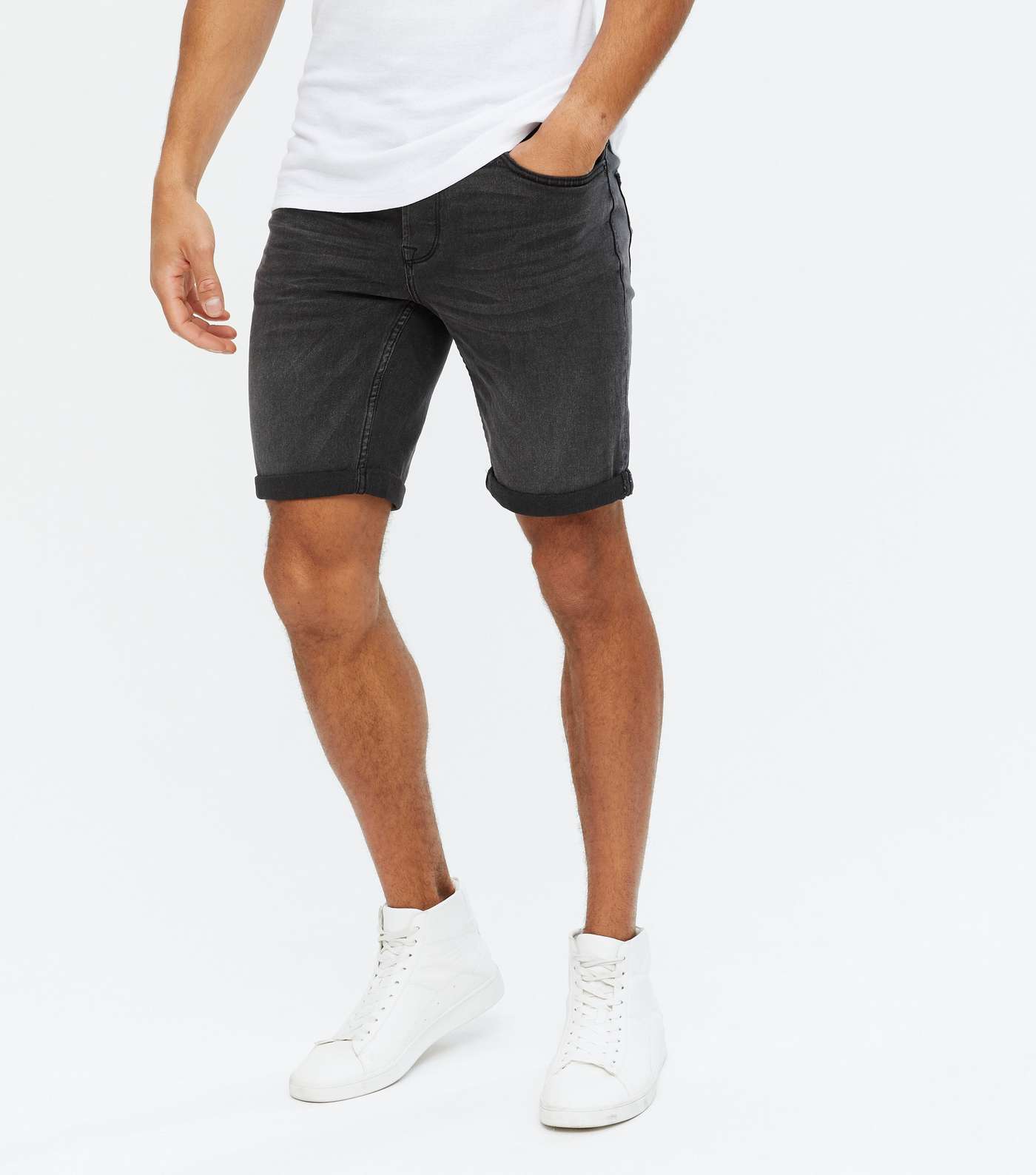 Only & Sons Dark Grey Denim Slim Fit Shorts Image 2