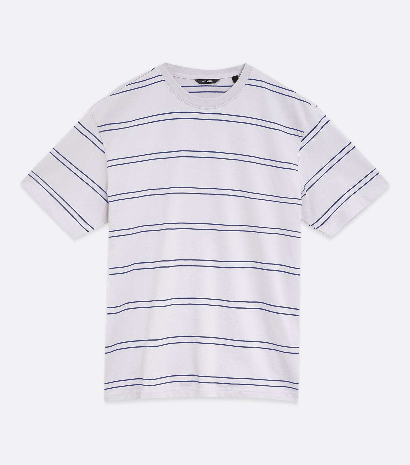 Only & Sons Pale Grey Stripe Oversized T-Shirt Image 5