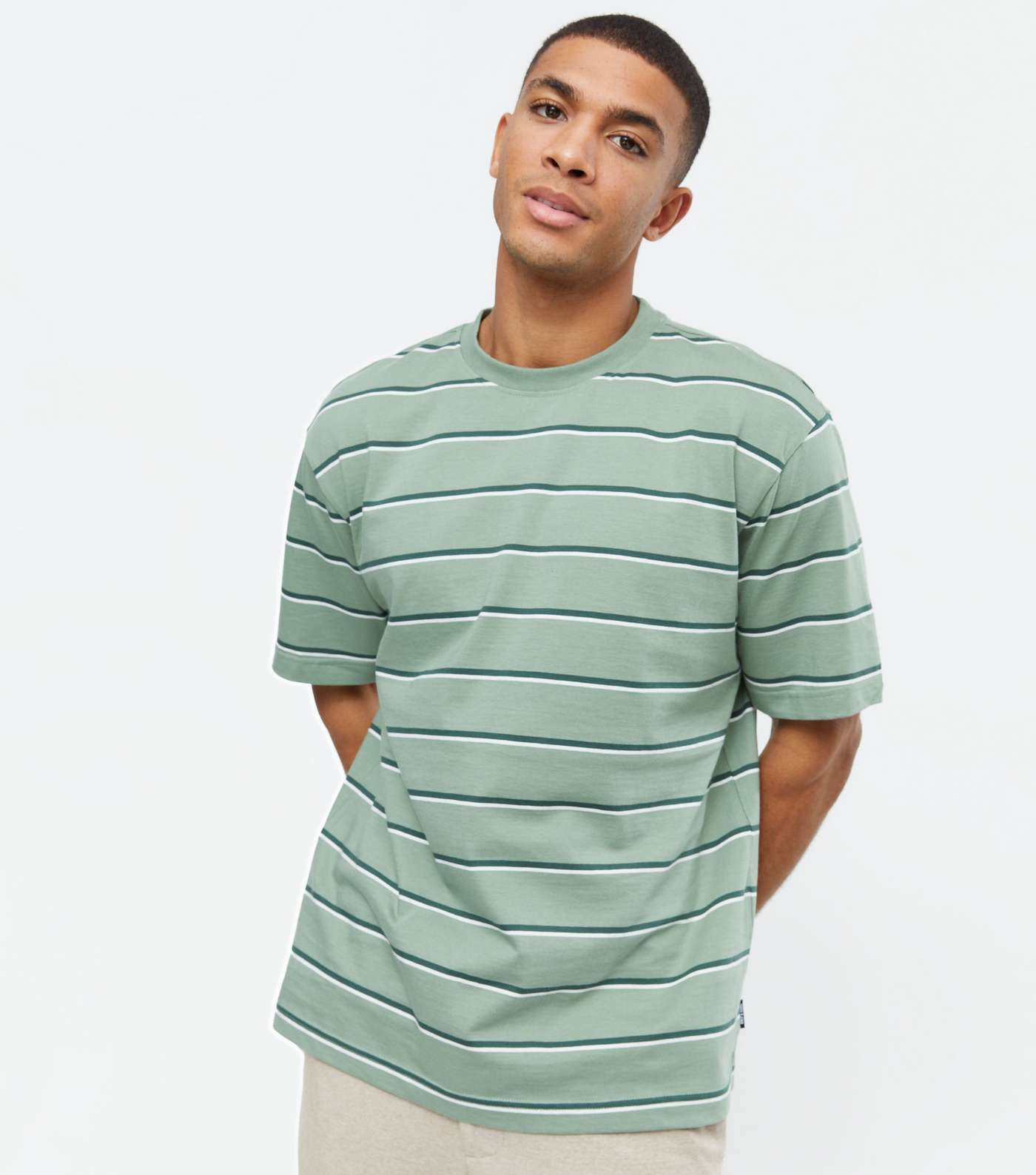 Only & Sons Green Stripe Oversized T-Shirt
