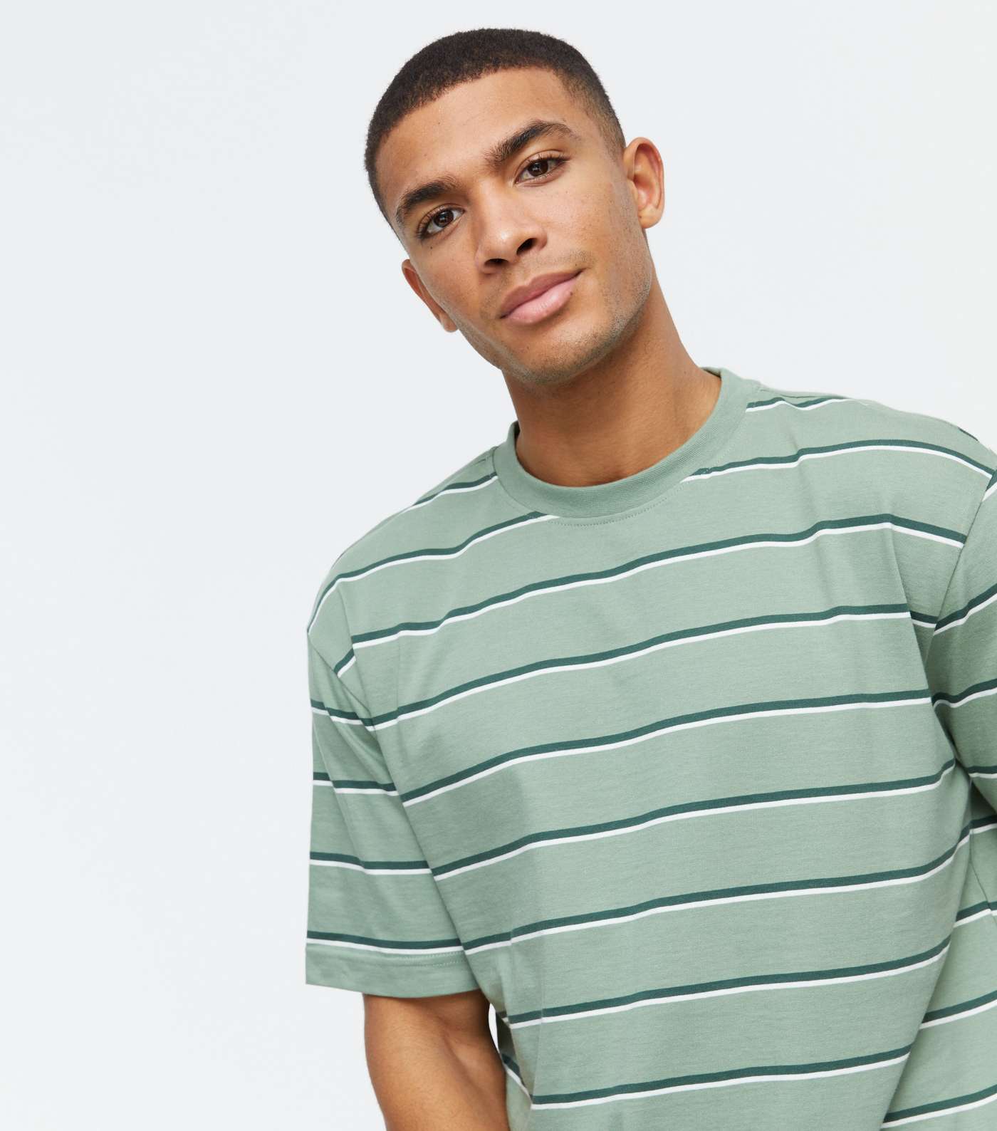 Only & Sons Green Stripe Oversized T-Shirt Image 3