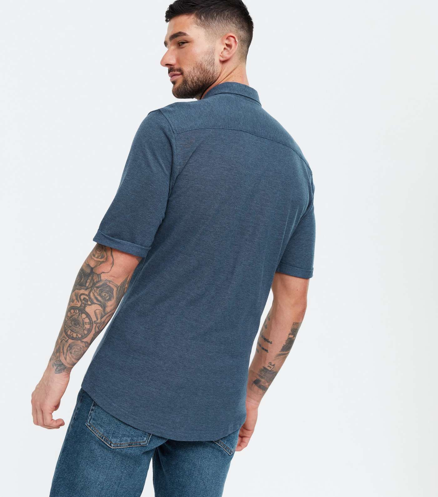 Only & Sons Blue Collared Short Sleeve Shirt Image 4