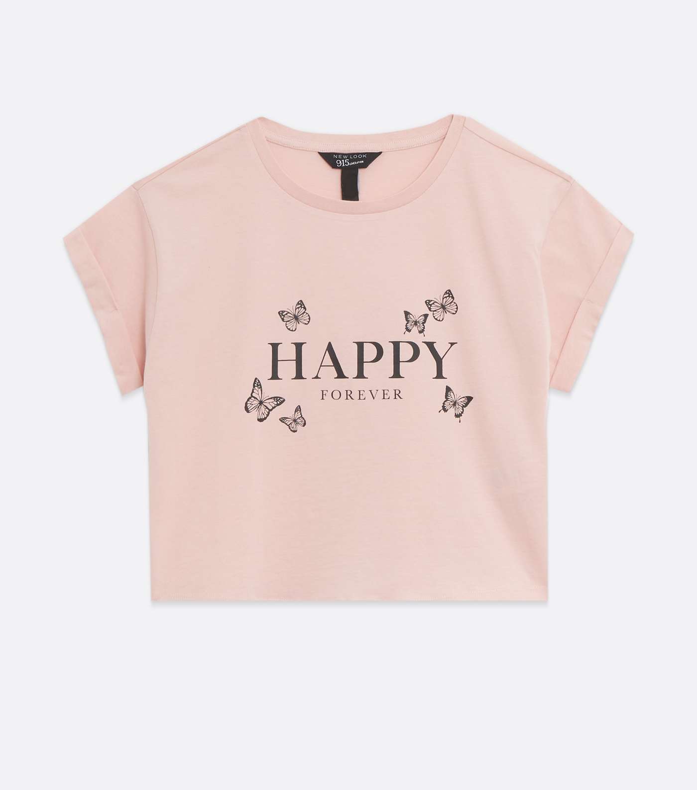 Girls Pale Pink Happy Forever Butterfly Logo T-Shirt Image 5