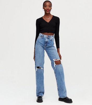 Tall Blue Ripped Baggy Fit Jeans | New Look