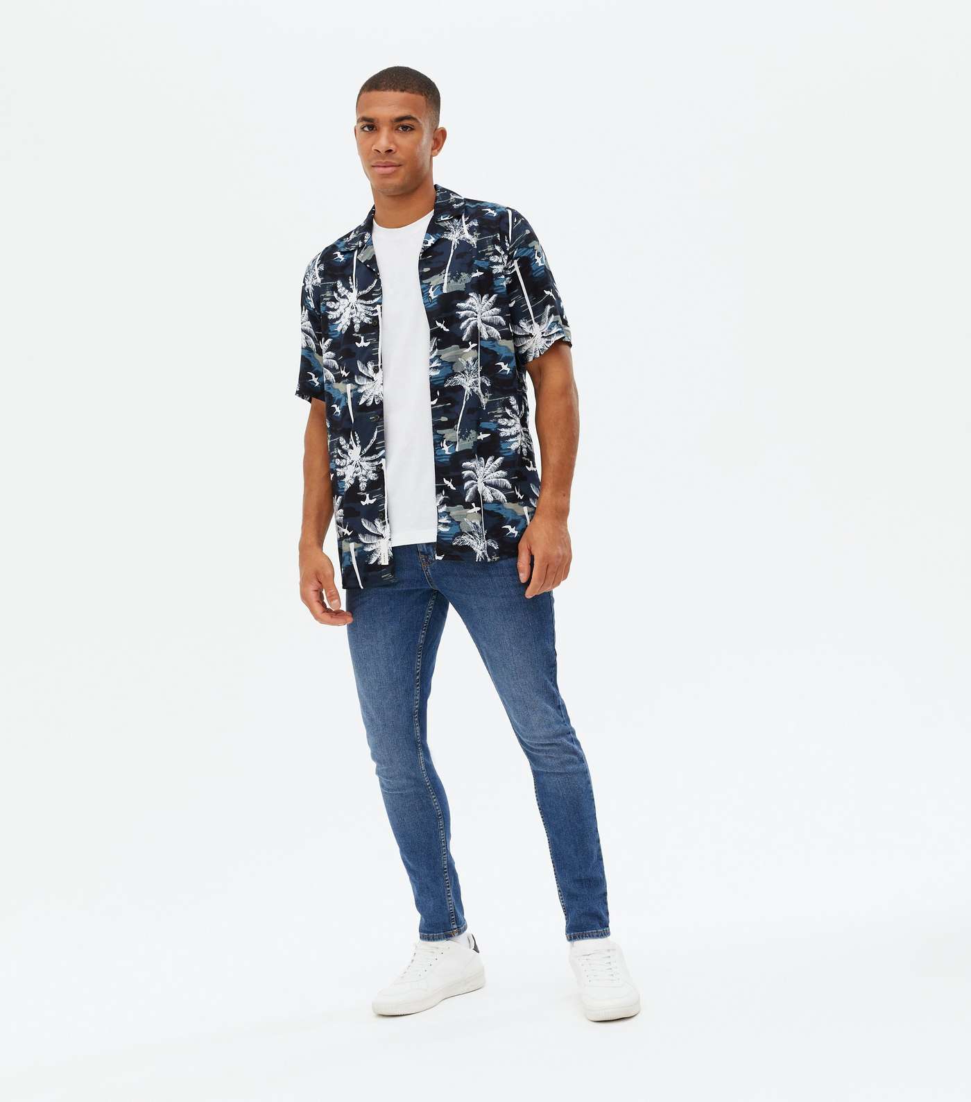 Only & Sons Navy Palm Short Sleeve Shirt Image 2