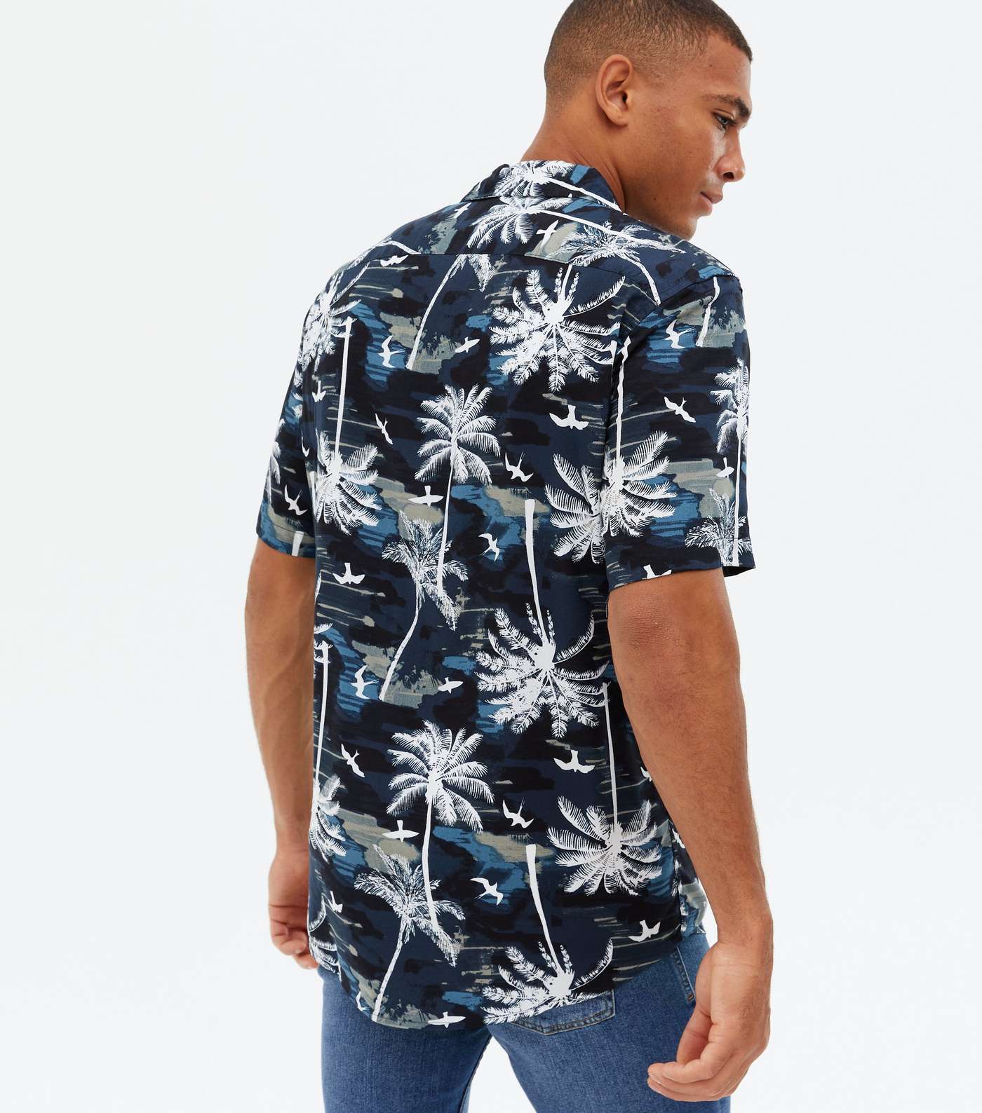 Only & Sons Navy Palm Short Sleeve Shirt Image 4