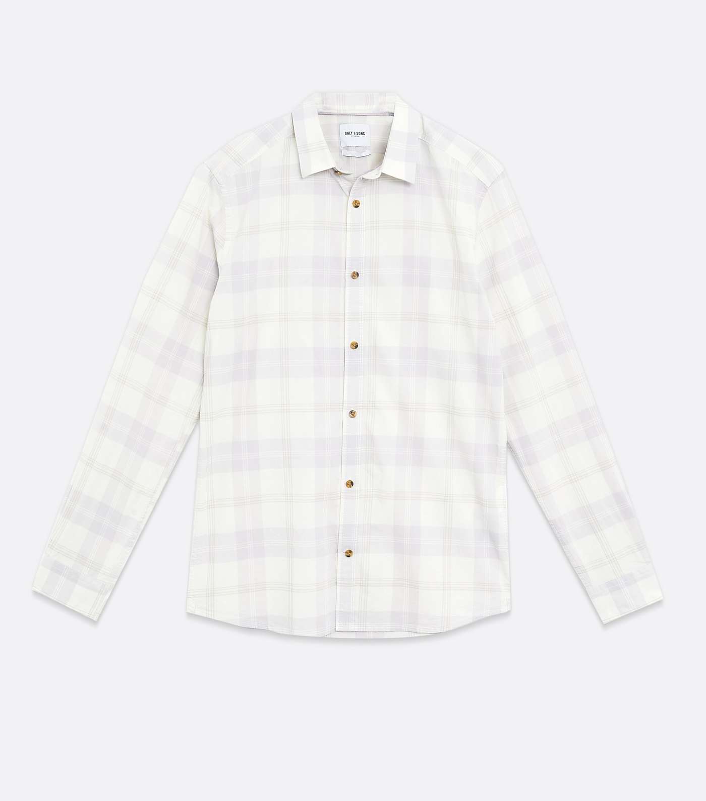 Only & Sons Pale Grey Check Long Sleeve Shirt Image 5