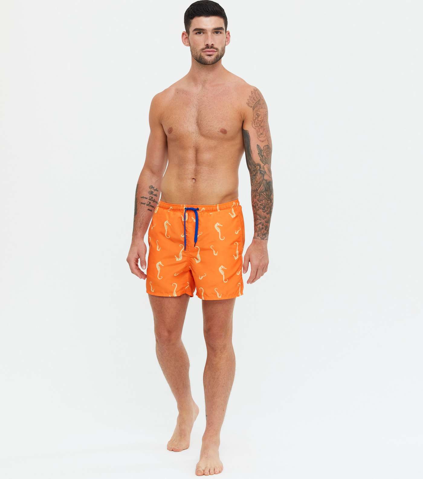 Only & Sons Bright Orange Seahorse Swim Shorts