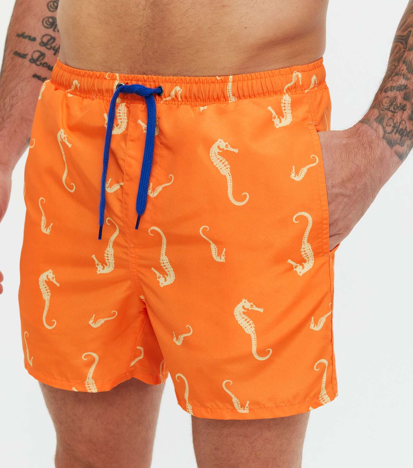 Only & Sons Bright Orange Seahorse Swim Shorts Image 3