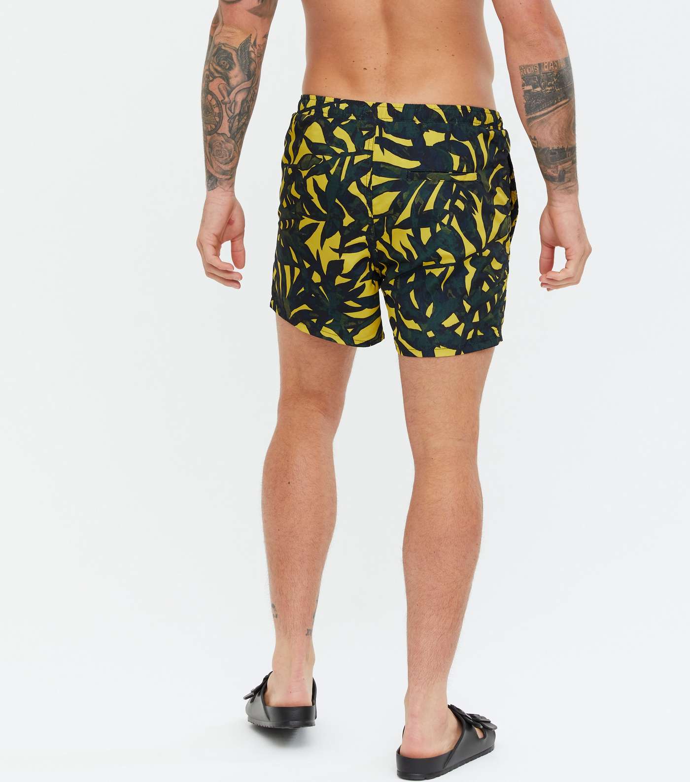 Only & Sons Yellow Leaf Print Swim Shorts Image 4