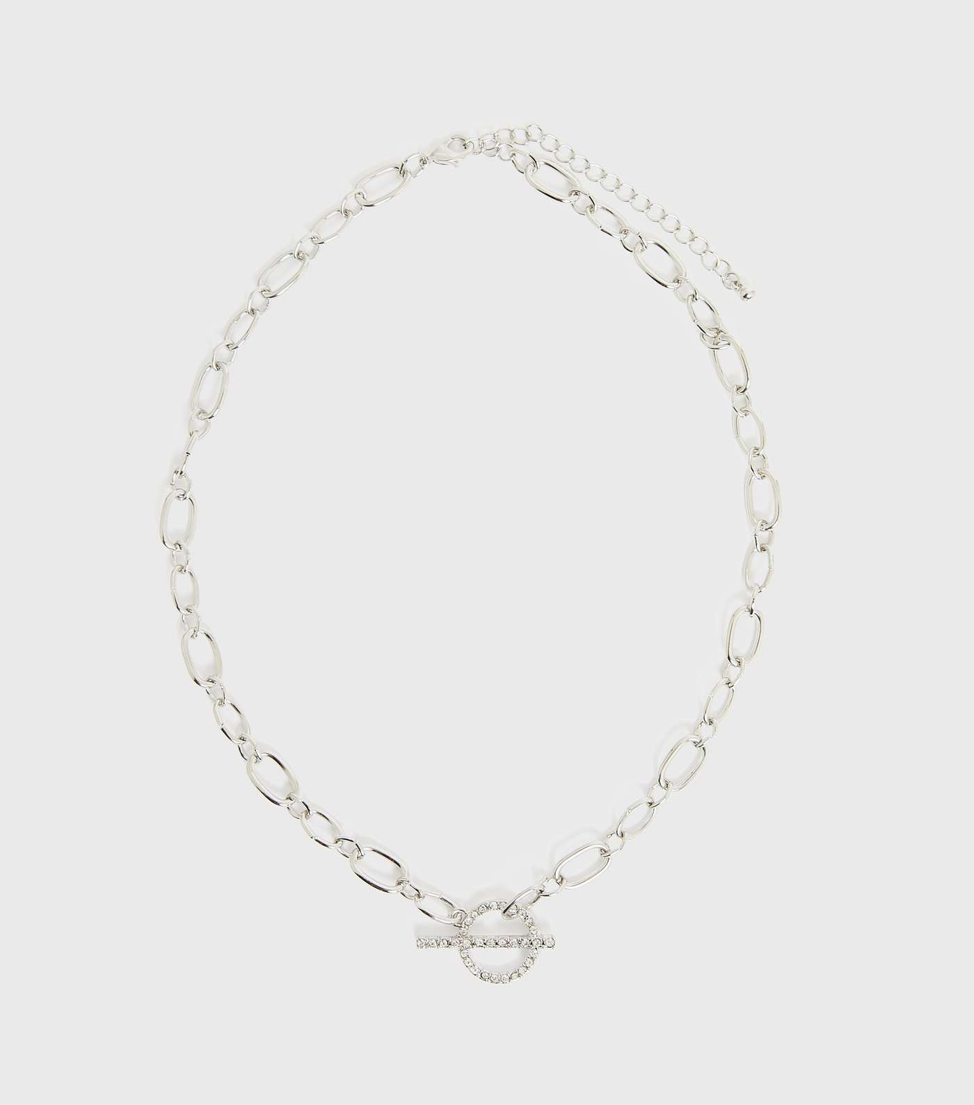 Silver Diamanté T-Bar Chain Necklace