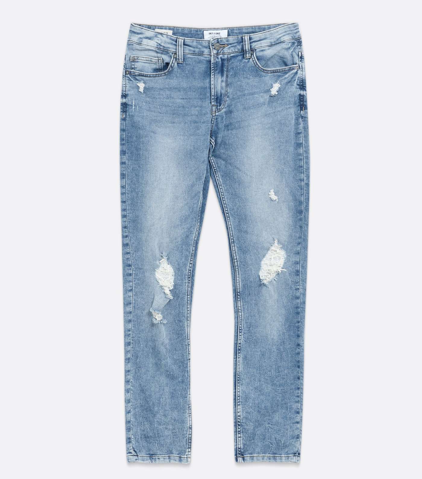 Only & Sons Blue Ripped Slim Fit Jeans Image 5