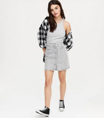 button front bodycon skirt