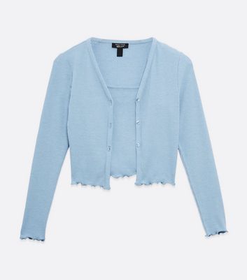 Girls Pale Blue Ribbed Vest and 