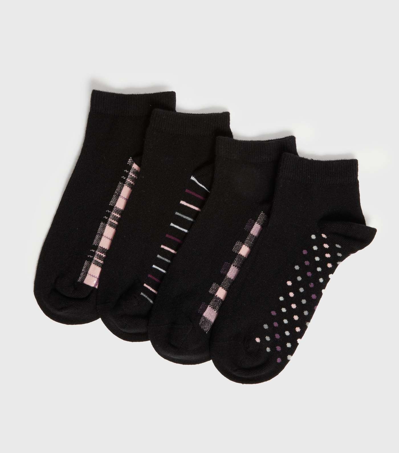 4 Pack Check Spot and Stripe Trainer Socks