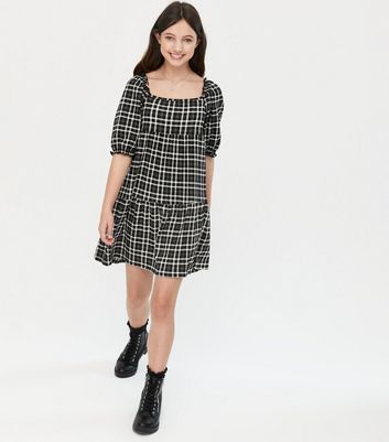 black and white check dress new look