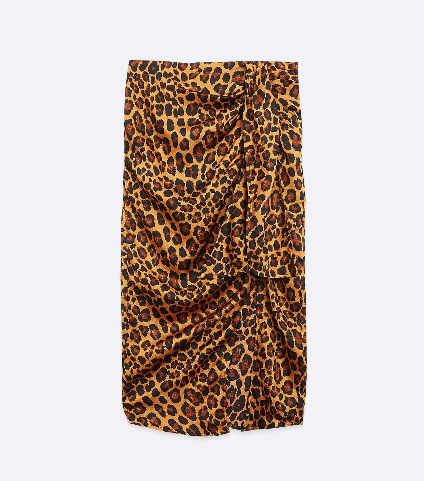 Brown Leopard Print Satin Knot Midi Skirt  Image 5