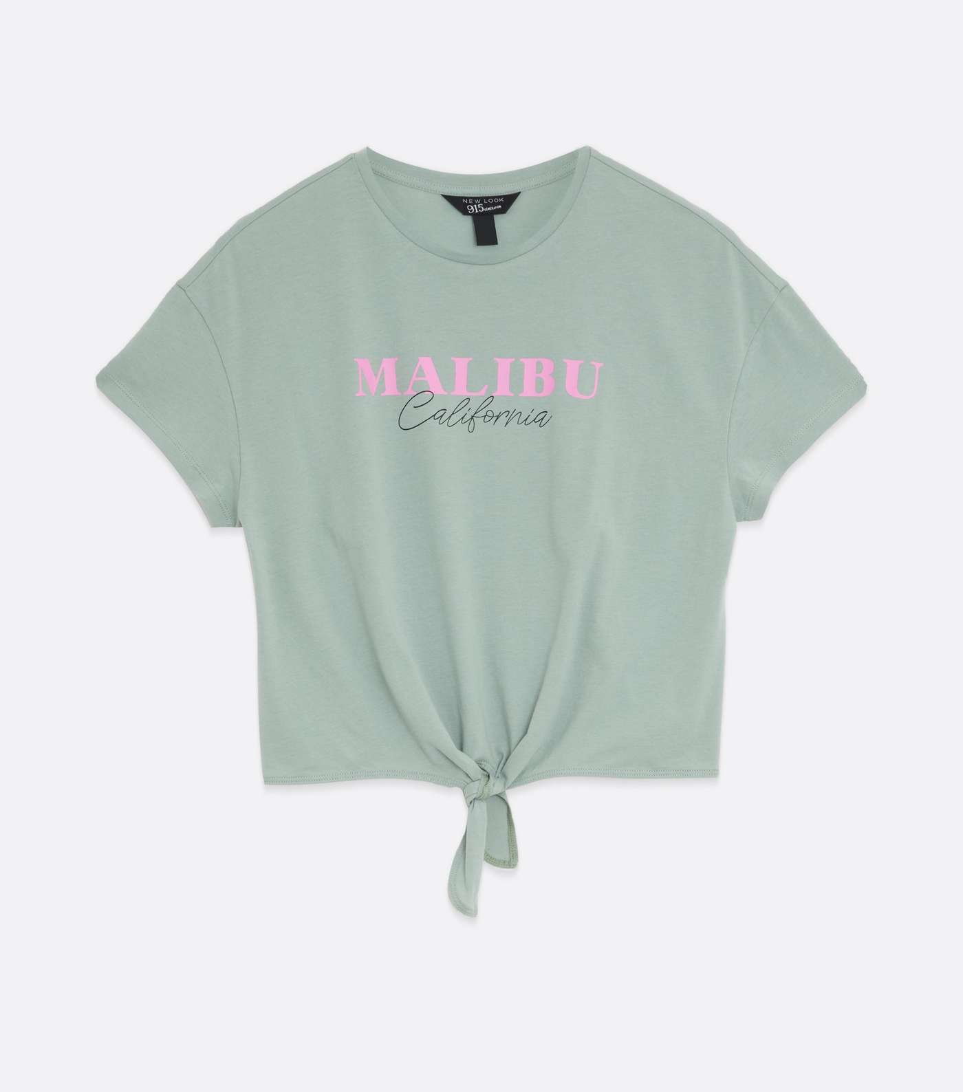 Girls Light Green Malibu Logo Tie Front T-Shirt Image 5