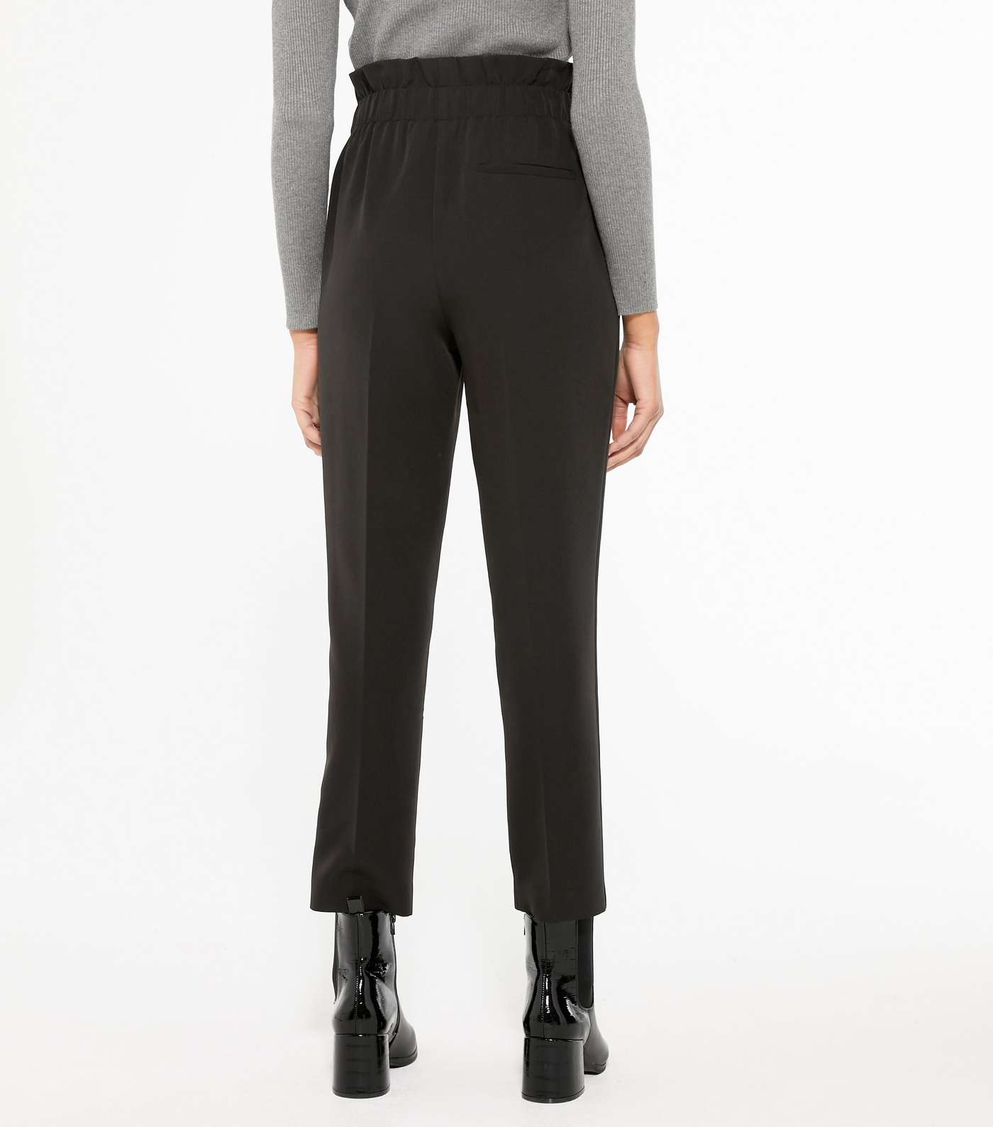 Black Tie Waist Tapered Trousers Image 3