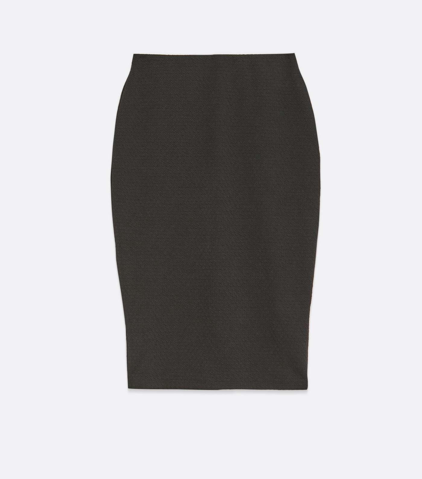 Black Textured Pencil Midi Skirt Image 5