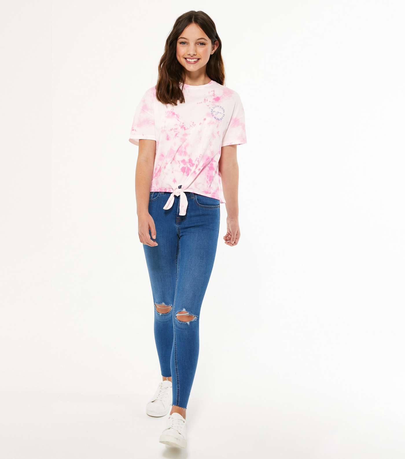 Girl Pink Tie Dye NYC Logo T-Shirt Image 2