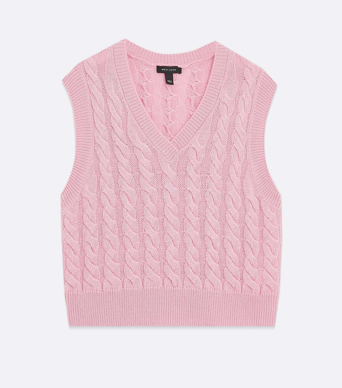 Bright Pink Cable Knit Vest Jumper Image 5