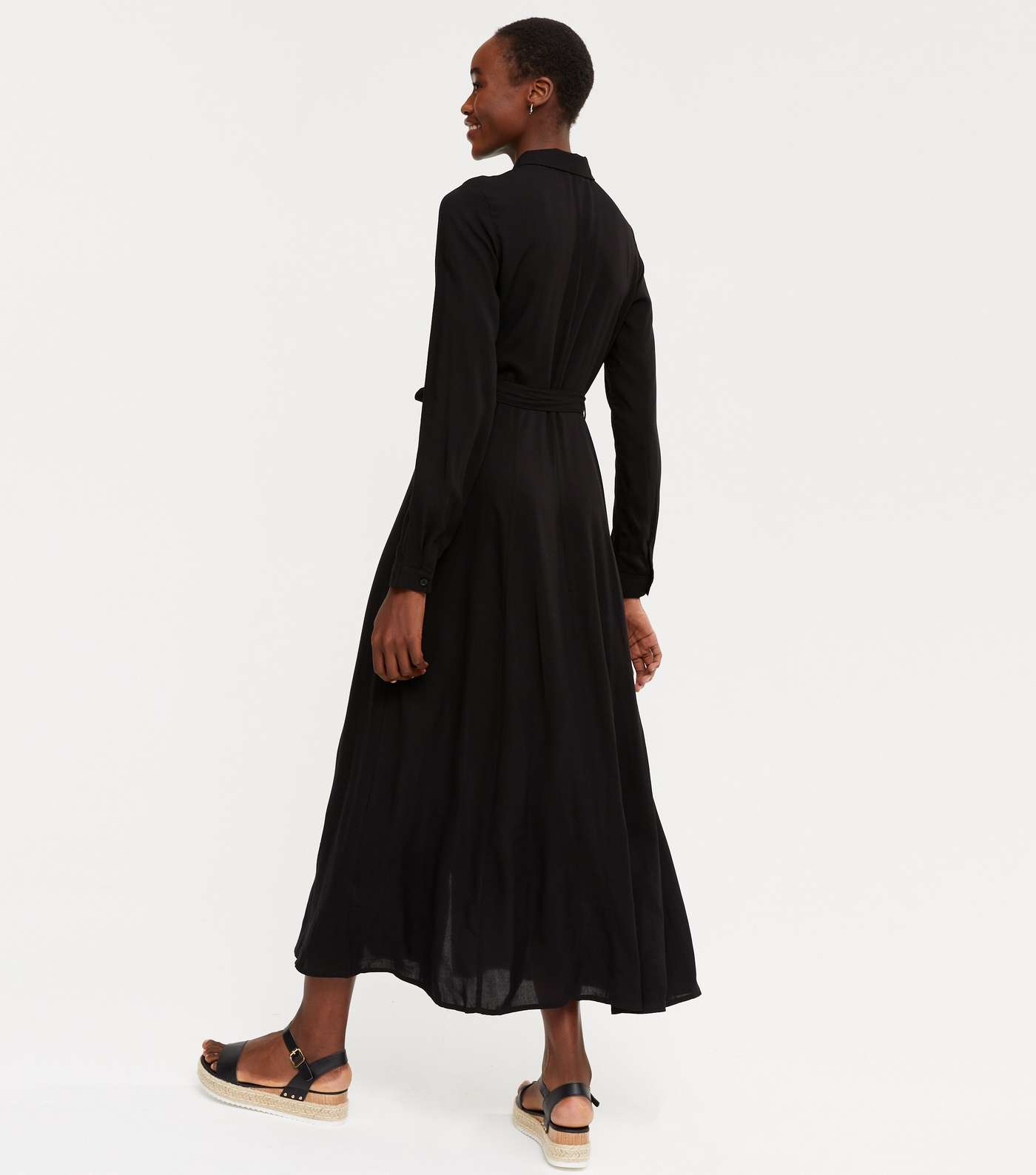 Tall Black Maxi Shirt Dress Image 3