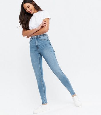 Tall Blue High Waist Hallie Super Skinny Jeans | New Look