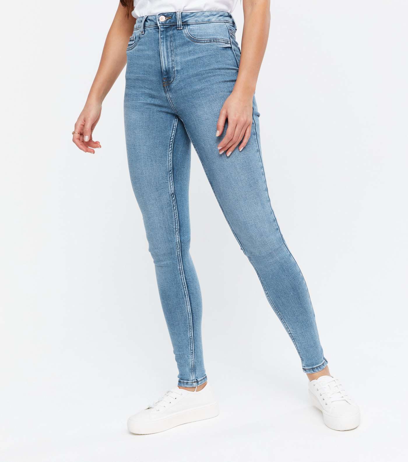 Tall Blue High Waist Hallie Super Skinny Jeans Image 2