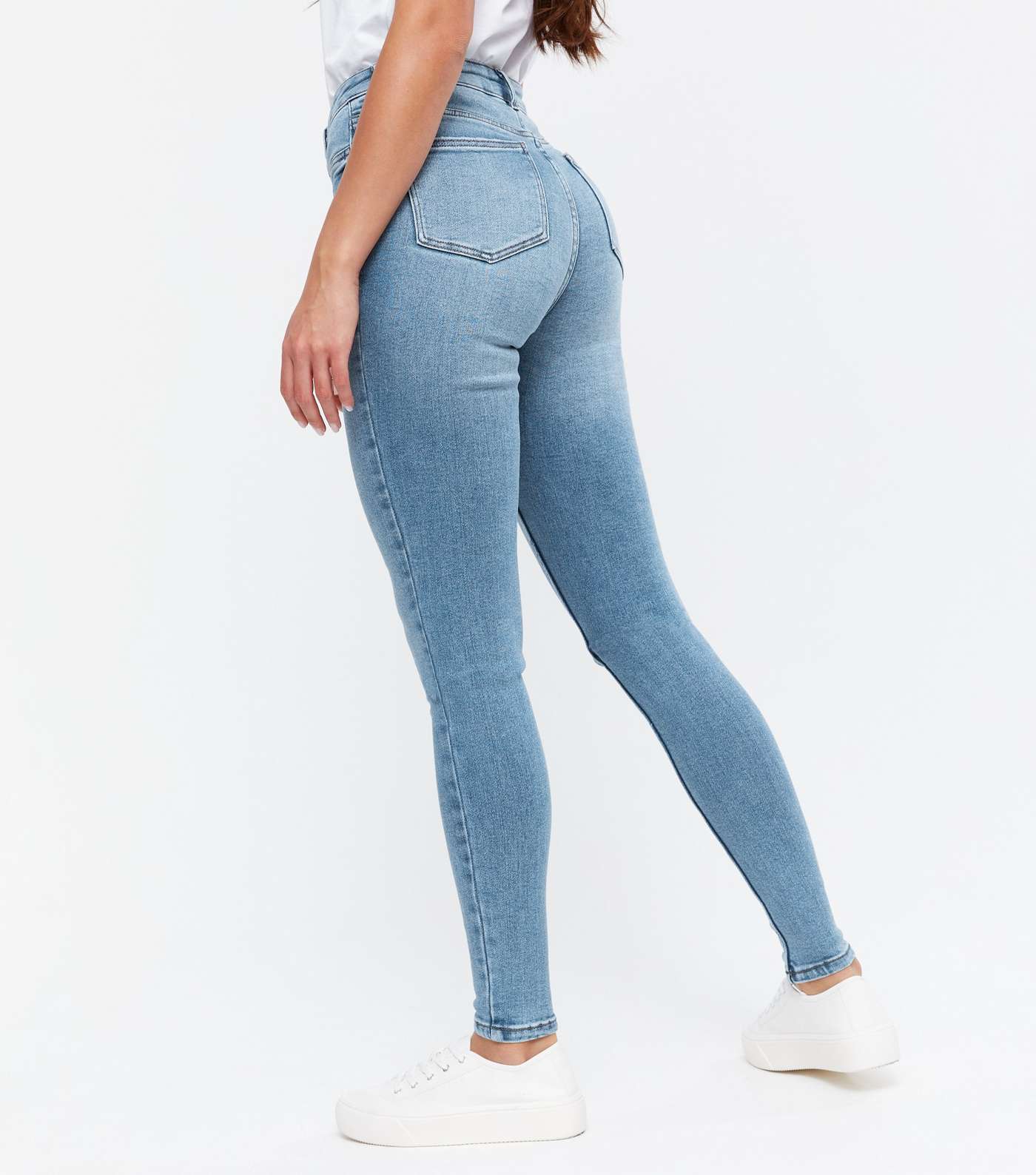 Tall Blue High Waist Hallie Super Skinny Jeans Image 4