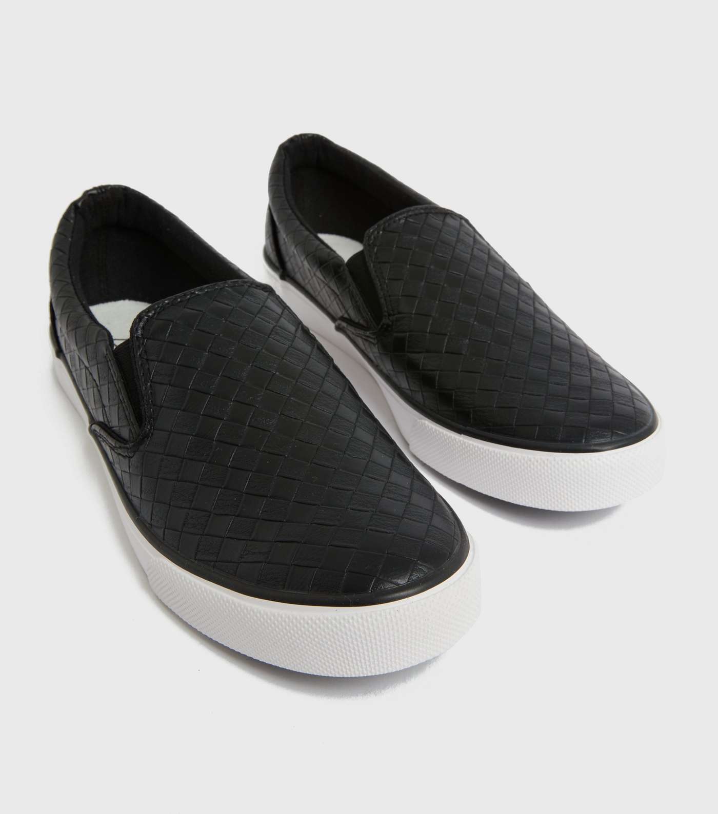 Black Woven Slip On Trainers Image 3