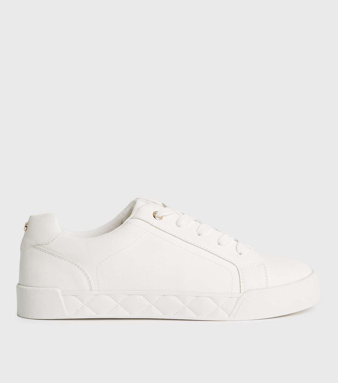 White Quilted Sole Lace Up Trainers