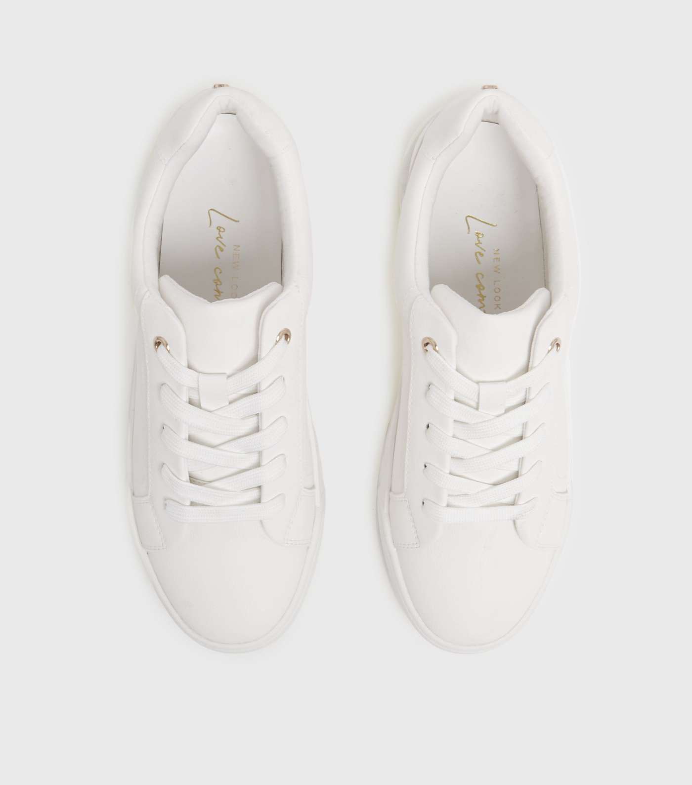 White Quilted Sole Lace Up Trainers Image 3