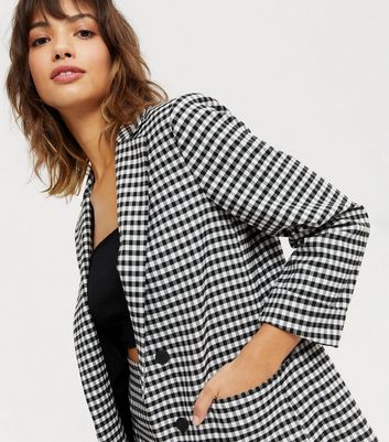 Black and white shop check blazer womens