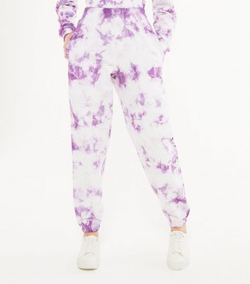 Girls Lilac Tie Dye Cuffed Joggers 