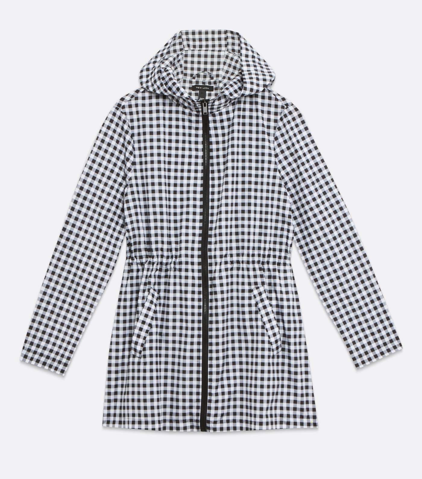 Black Check Hooded Packable Mac Image 5
