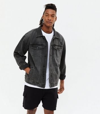 Mens oversized shop black denim jacket