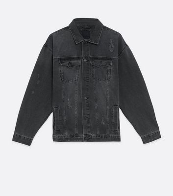 grey ripped denim jacket