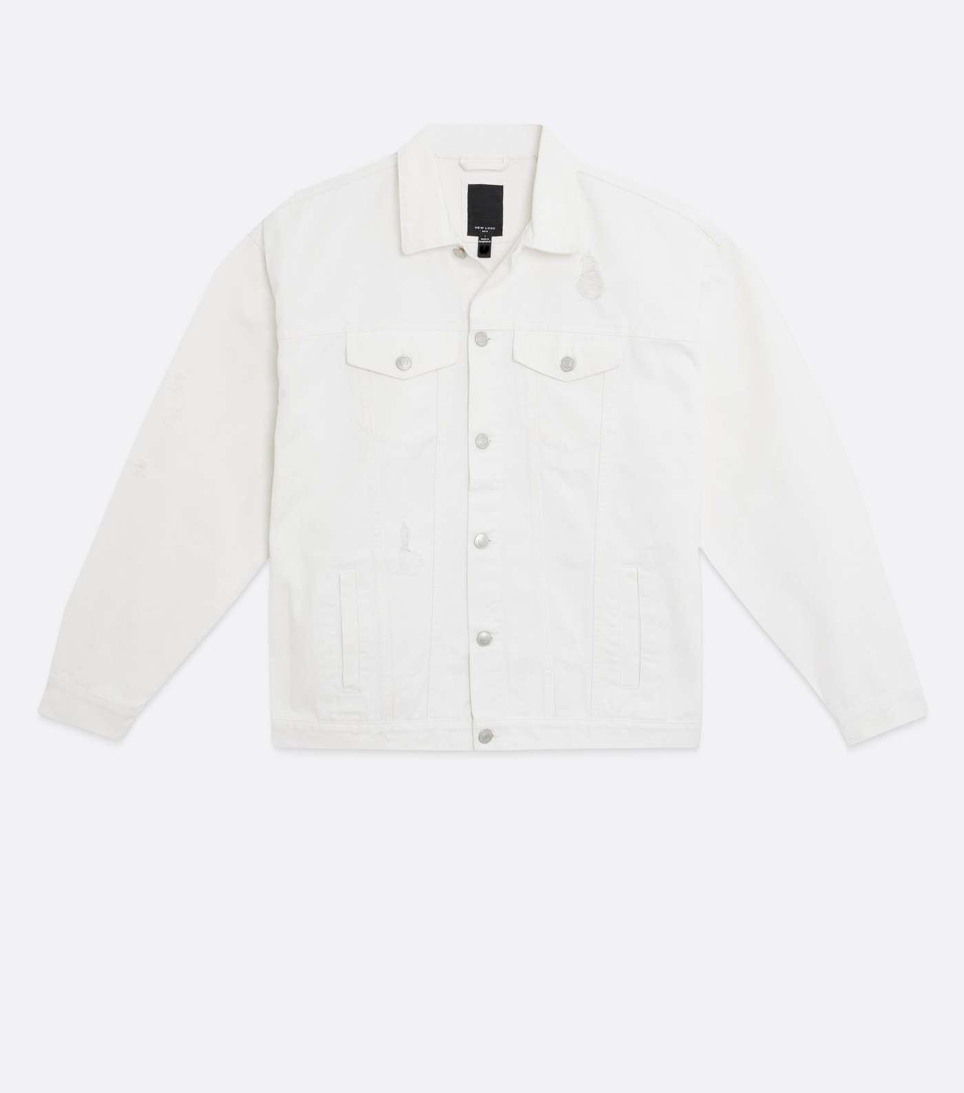 Off White Ripped Oversized Denim Jacket Image 5